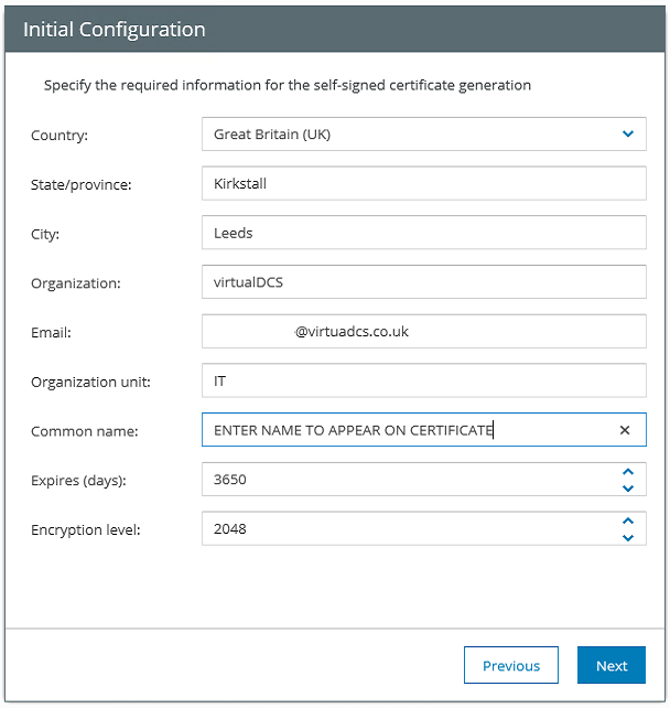 Veeam PN configuration